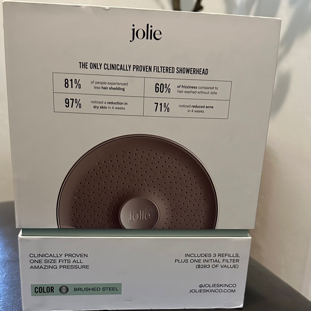 Jolie Brushed Steel Filtered Showerhead - Brown Faceplate